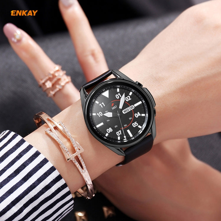 For Samsung Galaxy Watch 3 45mm 2 in 1 ENKAY Hat-Prince Electroplate Soft TPU Case + 0.2mm 9H 2.15D Curved Edge Tempered Glass Film(Black) - free shipping - PMC TechLife - Order now!