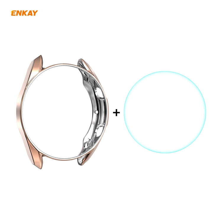 For Samsung Galaxy Watch 3 45mm 2 in 1 ENKAY Hat-Prince Electroplate Soft TPU Case + 0.2mm 9H 2.15D Curved Edge Tempered Glass Film(Rose Gold) - free shipping - PMC TechLife - Order now!