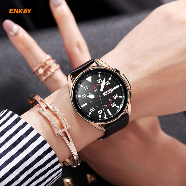 For Samsung Galaxy Watch 3 45mm 2 in 1 ENKAY Hat-Prince Electroplate Soft TPU Case + 0.2mm 9H 2.15D Curved Edge Tempered Glass Film(Rose Gold) - free shipping - PMC TechLife - Order now!