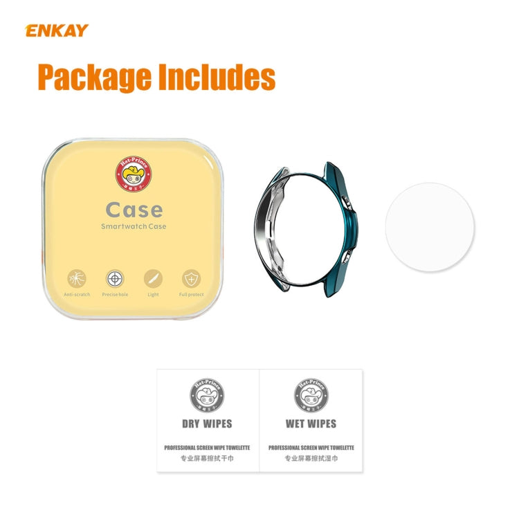 For Samsung Galaxy Watch 3 45mm 2 in 1 ENKAY Hat-Prince Electroplate Soft TPU Case + 0.2mm 9H 2.15D Curved Edge Tempered Glass Film(Cyan) - free shipping - PMC TechLife - Order now!