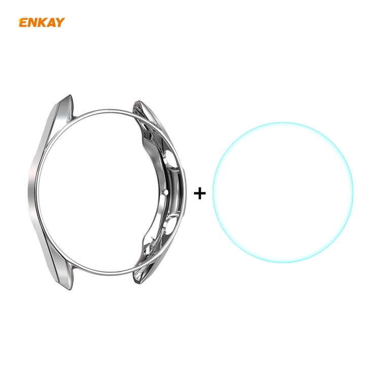 For Samsung Galaxy Watch 3 45mm 2 in 1 ENKAY Hat-Prince Electroplate Soft TPU Case + 0.2mm 9H 2.15D Curved Edge Tempered Glass Film(Silver) - free shipping - PMC TechLife - Order now!