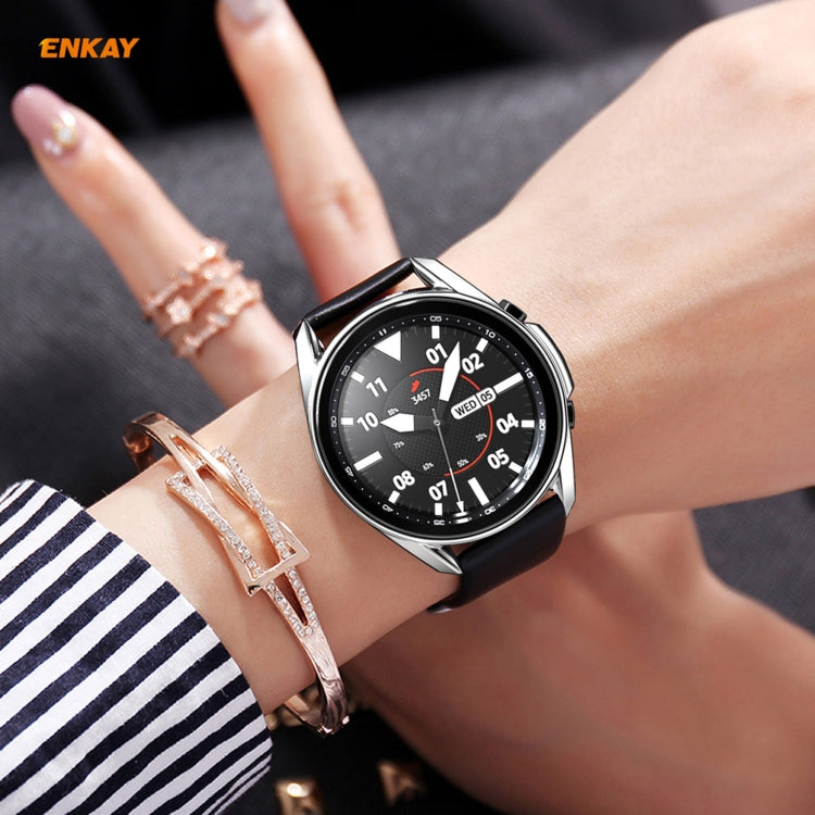 For Samsung Galaxy Watch 3 45mm 2 in 1 ENKAY Hat-Prince Electroplate Soft TPU Case + 0.2mm 9H 2.15D Curved Edge Tempered Glass Film(Silver) - free shipping - PMC TechLife - Order now!