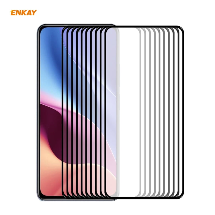 For Xiaomi Redmi K40 / K40 Pro(+) 10 PCS ENKAY Hat-Prince Full Glue 0.26mm 9H 2.5D Tempered Glass Full Coverage Film -  by ENKAY | Online Shopping South Africa | PMC TechLife