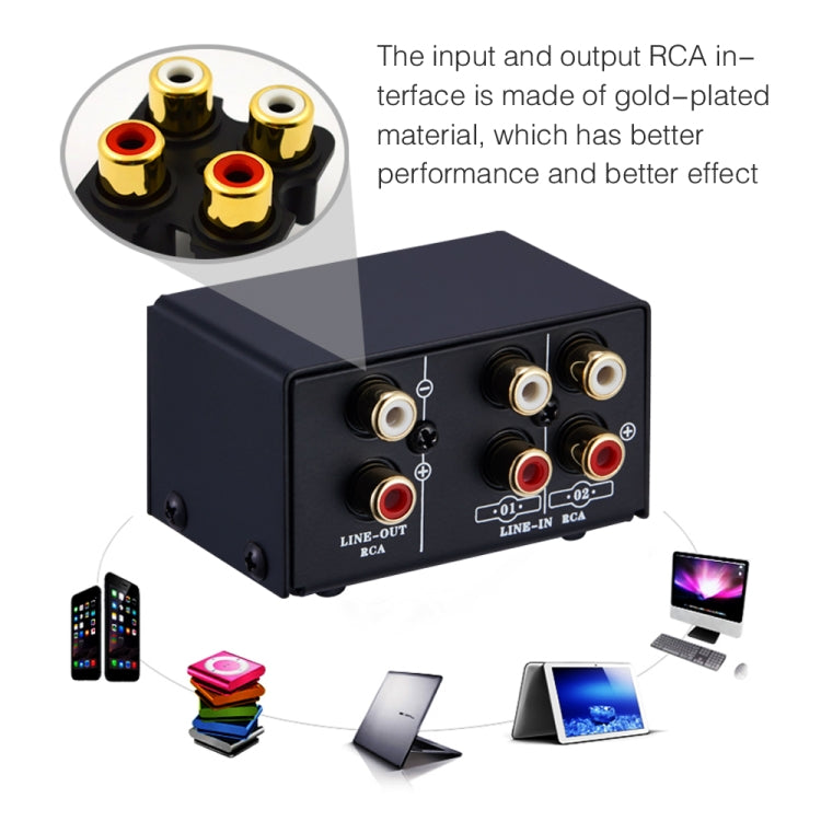 B101 2 In 1 Out (1 In 2 Out) Audio Source Signal Selection Switcher Computer Speaker  RCA Lossless Audio Source Switcher - free shipping - PMC TechLife - Order now!