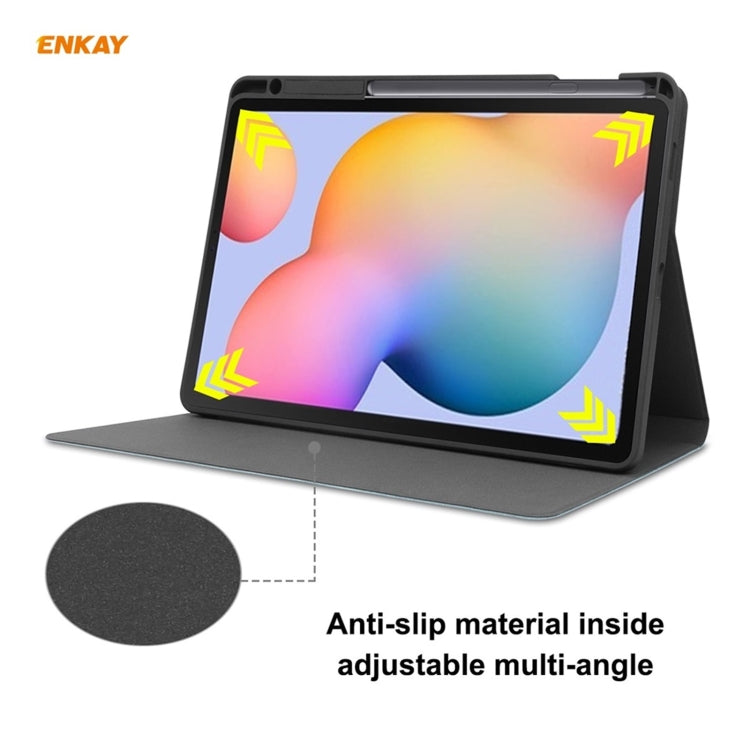 ENKAY ENK-8025 Cow Texture PU Leather + TPU Smart Case with Pen Slot for Samsung Galaxy Tab S6 Lite P610 / P615 / Tab S6 Lite 2022 / P613 / P619(Sky Blue) - Tab S6 Lite P610 / P615 by ENKAY | Online Shopping South Africa | PMC TechLife | Buy Now Pay Later Mobicred