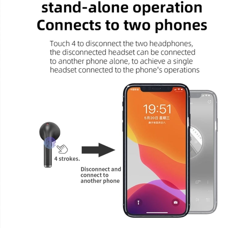 JM12 TWS Earphone Bluetooth 5.0 Touch Control Stereo Bass Sport Wireless Earphone With Mic(White) - TWS Earphone by PMC TechLife | Online Shopping South Africa | PMC TechLife