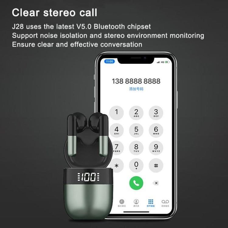 J28 TWS Wireless Bluetooth Earphones LED Digital Display HIFI Music Sport Earphone(Black) - TWS Earphone by PMC TechLife | Online Shopping South Africa | PMC TechLife