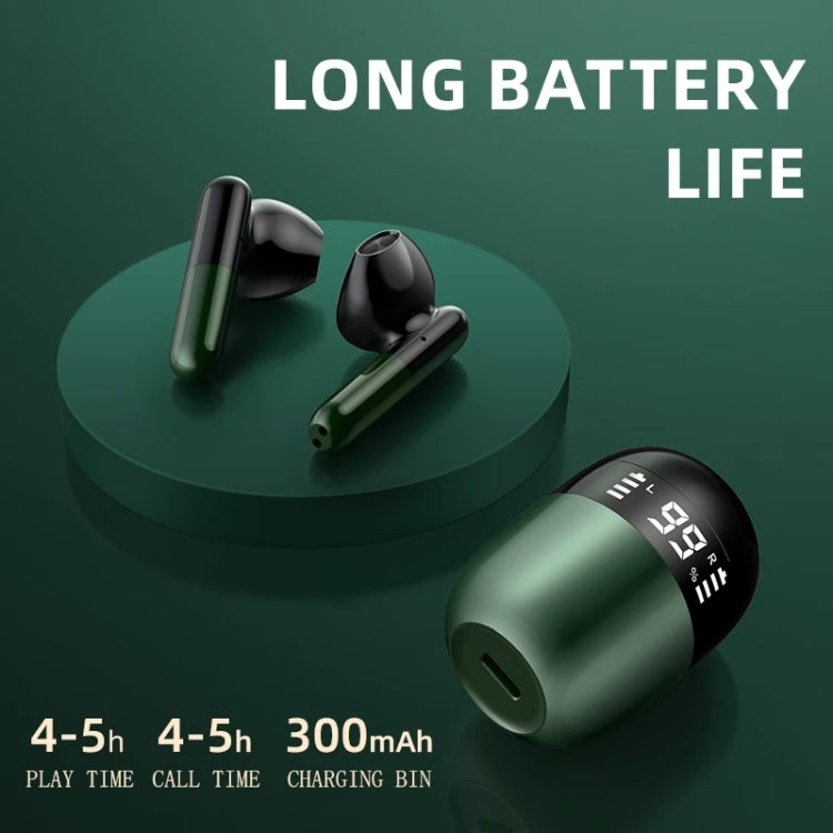 J28 TWS Wireless Bluetooth Earphones LED Digital Display HIFI Music Sport Earphone(Green) - TWS Earphone by PMC TechLife | Online Shopping South Africa | PMC TechLife