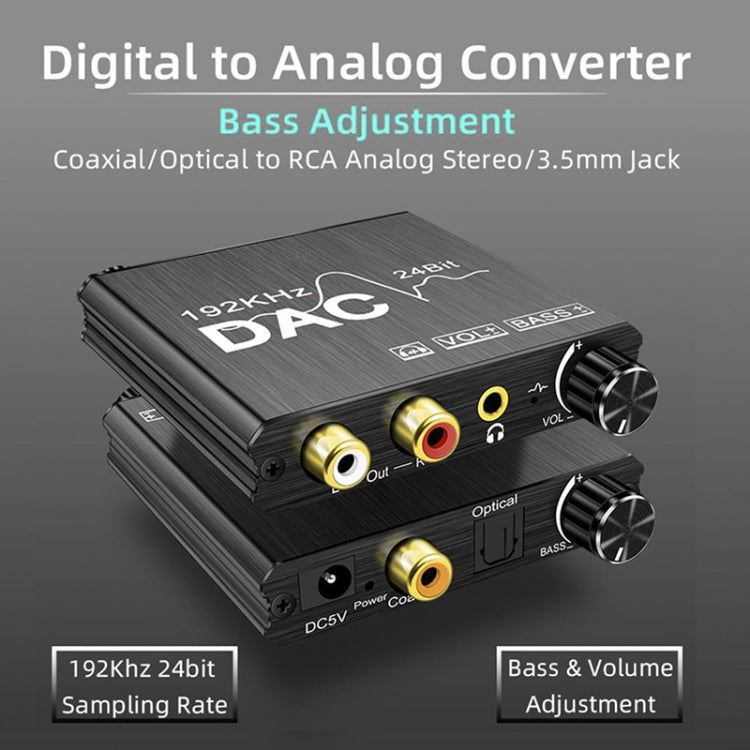 Digital To Analog Audio Converter Stereo Extractor DAC Amplifier Optical SPDIF 192Khz 24Bit - RCA Adapter by PMC TechLife | Online Shopping South Africa | PMC TechLife
