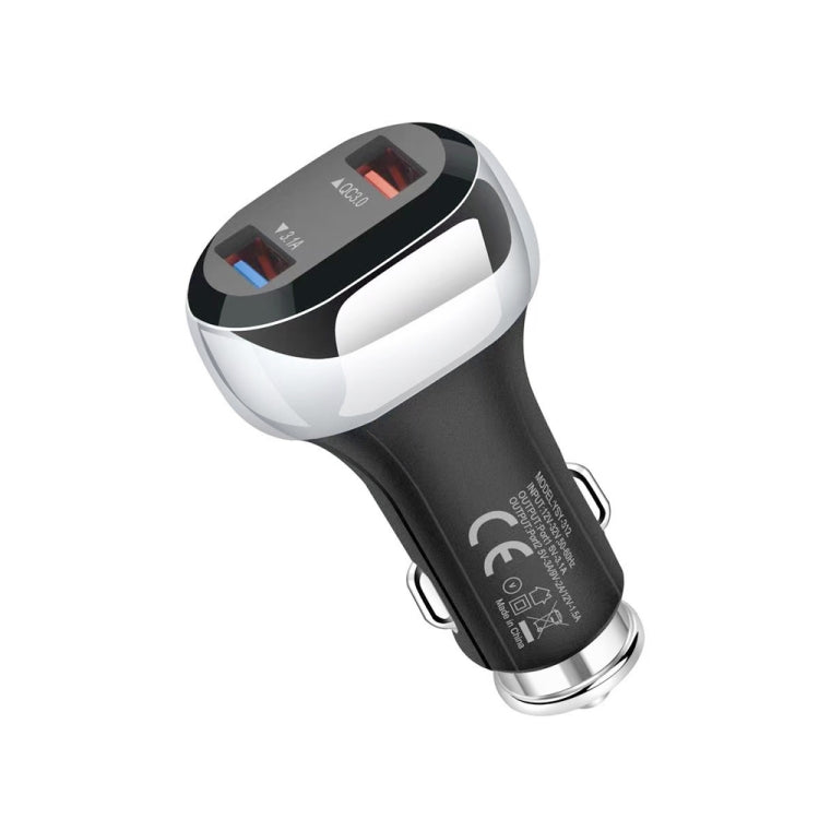 YSY-312 18W Portable QC3.0 Dual USB Mobile Phones and Tablet PCs Universal Car Charger(Black) - Car Charger by PMC TechLife | Online Shopping South Africa | PMC TechLife