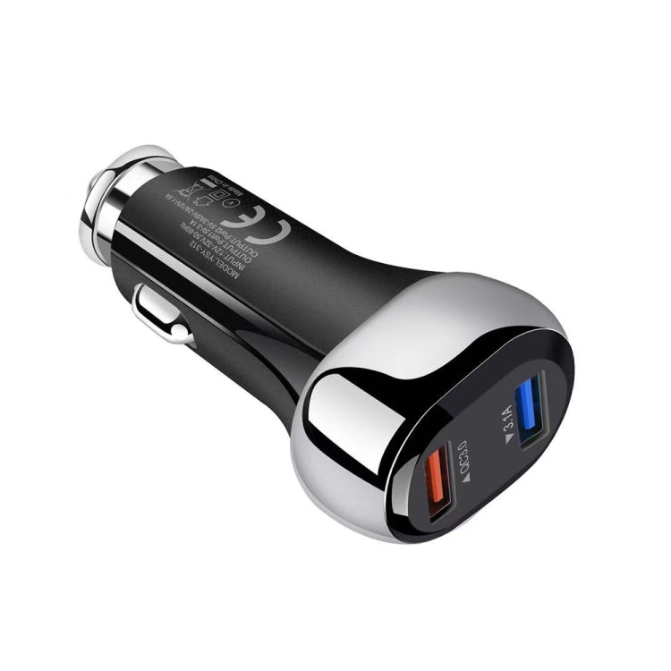 YSY-312 18W Portable QC3.0 Dual USB Mobile Phones and Tablet PCs Universal Car Charger(White) - Car Charger by PMC TechLife | Online Shopping South Africa | PMC TechLife
