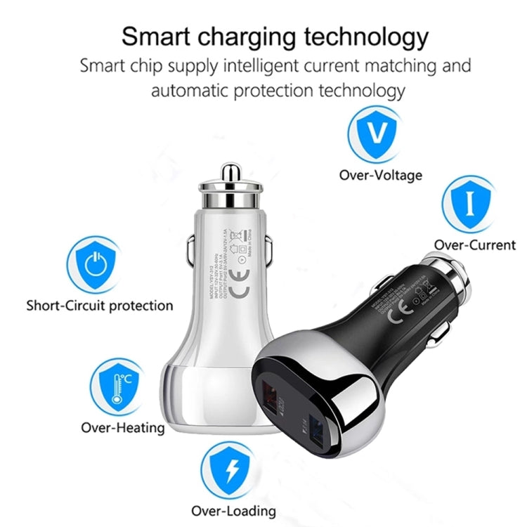 YSY-312 18W Portable QC3.0 Dual USB Mobile Phones and Tablet PCs Universal Car Charger(Black) - Car Charger by PMC TechLife | Online Shopping South Africa | PMC TechLife