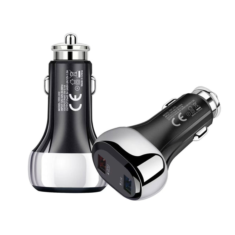 YSY-312 2 in 1 18W Portable QC3.0 Dual USB Car Charger + 1m 3A USB to Micro USB Data Cable Set(Black) - Car Charger by PMC TechLife | Online Shopping South Africa | PMC TechLife