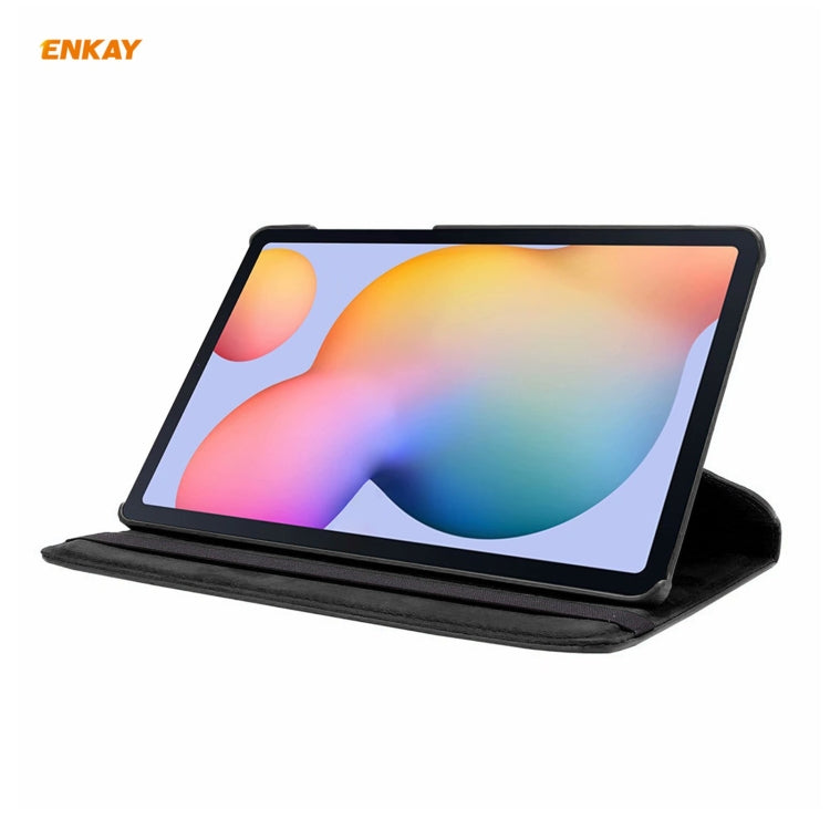 For Samsung Galaxy Tab S6 Lite P610 / P615 / Tab S6 Lite 2022 / P613 / P619 ENKAY 360 Rotation Kickstand Leather Smart Tablet Case(Light Blue) - Tab S6 Lite P610 / P615 by ENKAY | Online Shopping South Africa | PMC TechLife | Buy Now Pay Later Mobicred