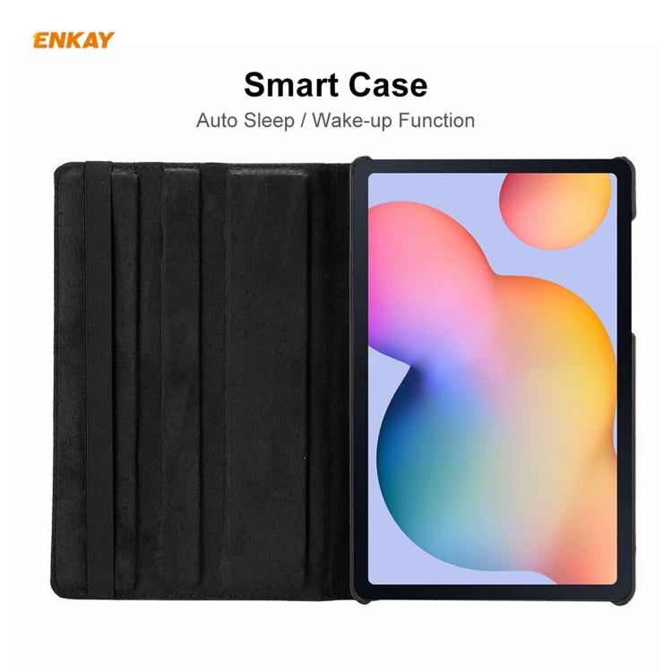 For Samsung Galaxy Tab S6 Lite P610 / P615 / Tab S6 Lite 2022 / P613 / P619 ENKAY 360 Rotation Kickstand Leather Smart Tablet Case(Light Blue) - Tab S6 Lite P610 / P615 by ENKAY | Online Shopping South Africa | PMC TechLife | Buy Now Pay Later Mobicred