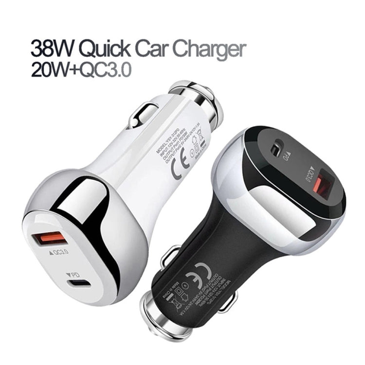 YSY-312PD PD 20W USB-C / Type-C + QC3.0 18W USB Interface 38W High-power Car Charger(White) - Car Charger by PMC TechLife | Online Shopping South Africa | PMC TechLife