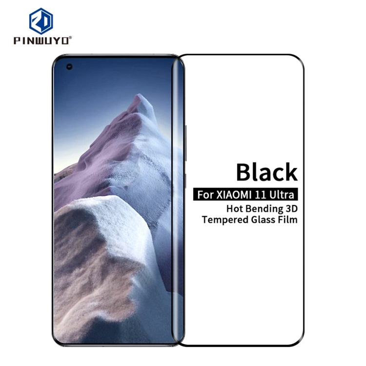For Xiaomi Mi 11 Ultra PINWUYO 9H 3D Hot Bending Tempered Glass Film(Black) -  by PINWUYO | Online Shopping South Africa | PMC TechLife | Buy Now Pay Later Mobicred