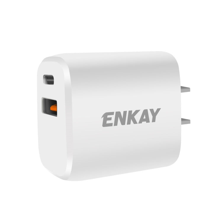 ENKAY Hat-Prince 20W PD Type-C + QC 3.0 USB Fast Charging Travel Charger Power Adapter with Fast Charge Data Cable, US Plug(With 8 Pin Cable) - free shipping - PMC TechLife - Order now!