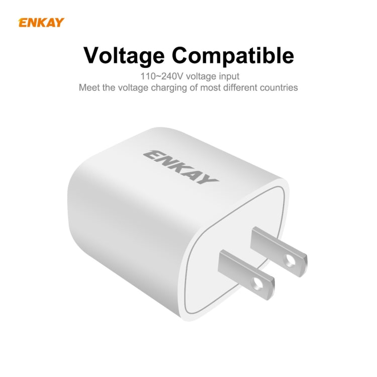 ENKAY Hat-Prince 20W PD Type-C + QC 3.0 USB Fast Charging Travel Charger Power Adapter with Fast Charge Data Cable, US Plug(With 8 Pin Cable) - free shipping - PMC TechLife - Order now!