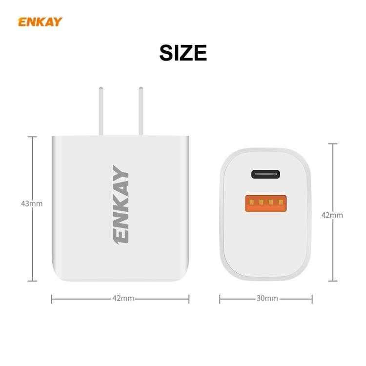 ENKAY Hat-Prince 20W PD Type-C + QC 3.0 USB Fast Charging Travel Charger Power Adapter with Fast Charge Data Cable, US Plug(With 8 Pin Cable) - free shipping - PMC TechLife - Order now!
