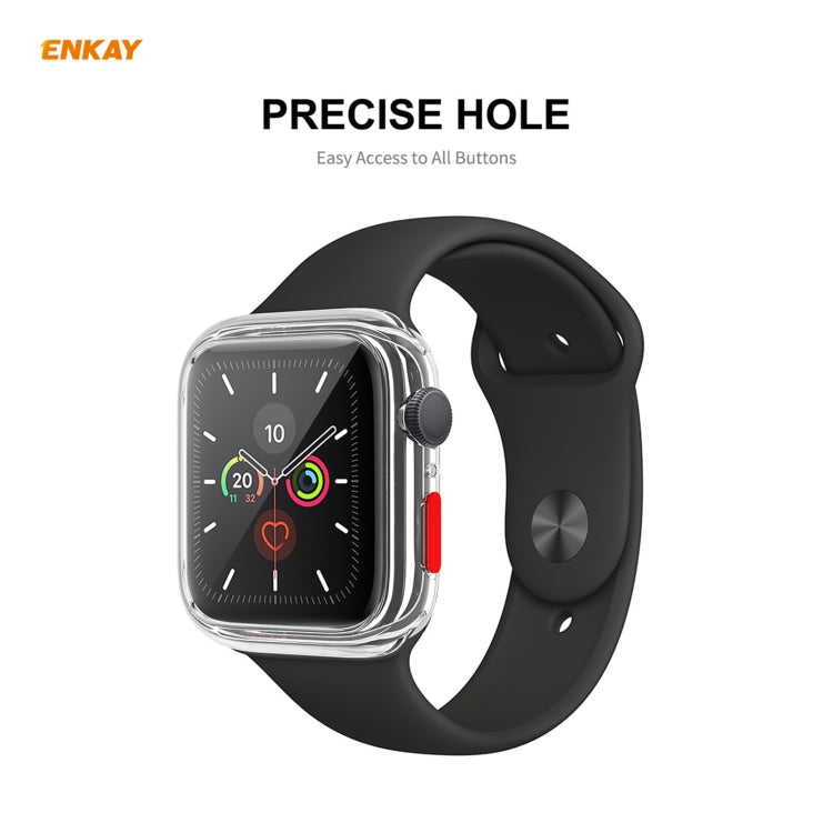 ENKAY Hat-prince Full Coverage TPU Case + Tempered Glass Protector for Apple Watch Series 6 / 5 / 4 / SE 44mm(Transparent) - Watch Cases by ENKAY | Online Shopping South Africa | PMC TechLife | Buy Now Pay Later Mobicred
