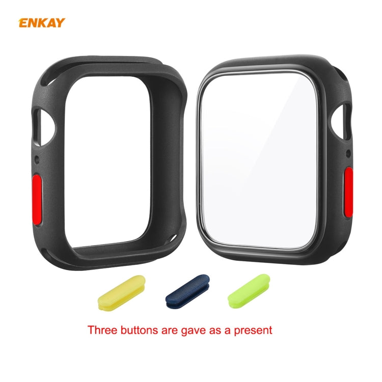 ENKAY Hat-prince Full Coverage TPU Case + Tempered Glass Protector for Apple Watch Series 6 / 5 / 4 / SE 44mm(Black) - Watch Cases by ENKAY | Online Shopping South Africa | PMC TechLife | Buy Now Pay Later Mobicred