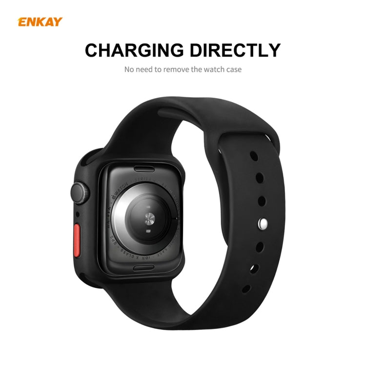 ENKAY Hat-prince Full Coverage TPU Case + Tempered Glass Protector for Apple Watch Series 6 / 5 / 4 / SE 44mm(Black) - Watch Cases by ENKAY | Online Shopping South Africa | PMC TechLife | Buy Now Pay Later Mobicred