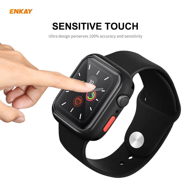 ENKAY Hat-prince Full Coverage TPU Case + Tempered Glass Protector for Apple Watch Series 6 / 5 / 4 / SE 44mm(Black) - Watch Cases by ENKAY | Online Shopping South Africa | PMC TechLife | Buy Now Pay Later Mobicred
