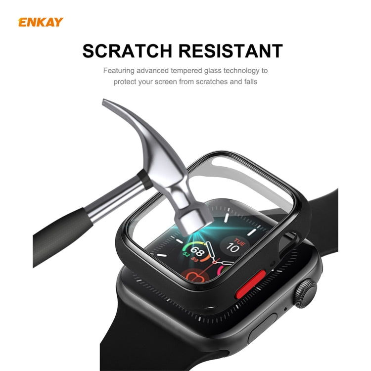 ENKAY Hat-prince Full Coverage TPU Case + Tempered Glass Protector for Apple Watch Series 6 / 5 / 4 / SE 40mm(Black) - Watch Cases by ENKAY | Online Shopping South Africa | PMC TechLife | Buy Now Pay Later Mobicred
