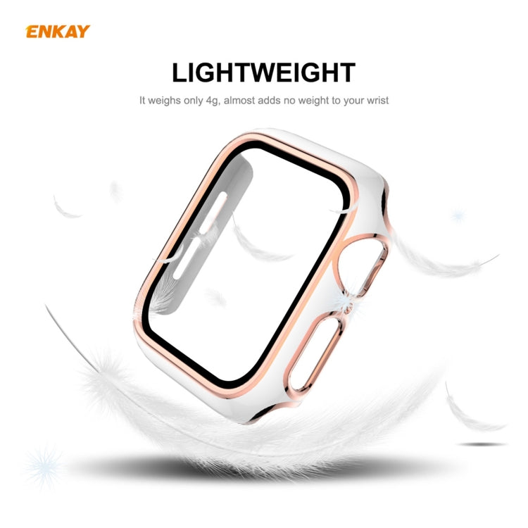 ENKAY Hat-Prince Full Coverage Electroplated PC Case + Tempered Glass Protector for Apple Watch Series 6 / 5 / 4 / SE 40mm(Black+Champagne) - Watch Cases by ENKAY | Online Shopping South Africa | PMC TechLife | Buy Now Pay Later Mobicred