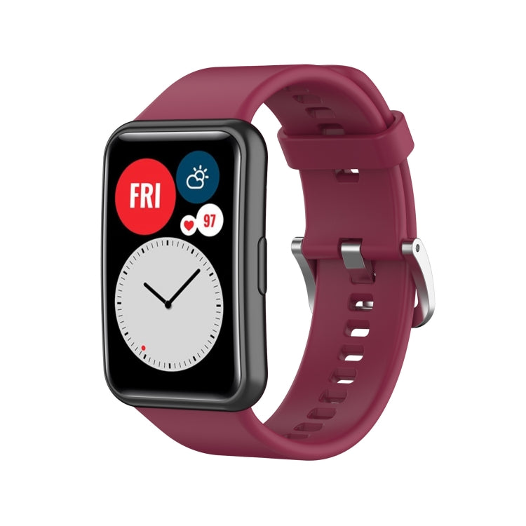 For Huawei Watch Fit TIA-B09 Silicone Watch Band(wine red) - Watch Bands by PMC TechLife | Online Shopping South Africa | PMC TechLife | Buy Now Pay Later Mobicred
