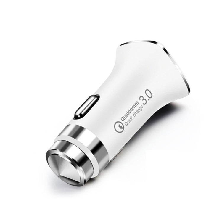 LZ-328 Safety Hammer Type QC3.0 USB  Fast Charging Car Charger(White) - Car Charger by PMC TechLife | Online Shopping South Africa | PMC TechLife