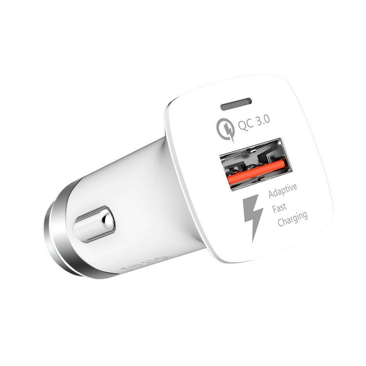 LZ-328 Safety Hammer Type QC3.0 USB  Fast Charging Car Charger(White) - Car Charger by PMC TechLife | Online Shopping South Africa | PMC TechLife
