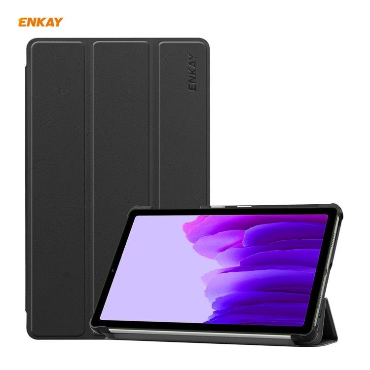 ENKAY PU Leather + Plastic Case with Three-folding Holder for Samsung Galaxy Tab A7 Lite T220 / T225(Black) - free shipping - PMC TechLife - Order now!