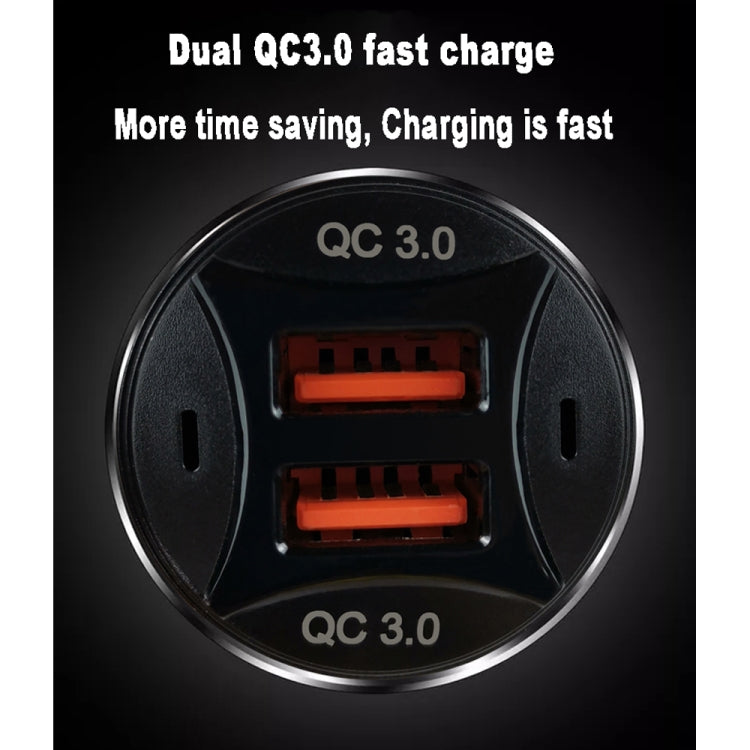TE-092 36W Dual QC3.0 USB Fast Car Charger(White) - Car Charger by PMC TechLife | Online Shopping South Africa | PMC TechLife