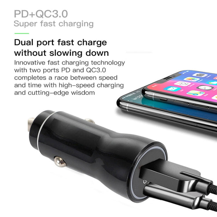P21 Portable PD 20W + QC3.0 18W Dual Ports Fast Car Charger with USB to Type-C Cable Kit(White) - Car Charger by PMC TechLife | Online Shopping South Africa | PMC TechLife