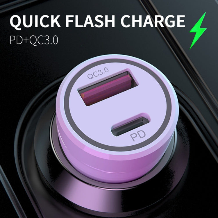 P21 Portable PD 20W + QC3.0 18W Dual Ports Fast Car Charger with USB to Type-C Cable Kit(White) - Car Charger by PMC TechLife | Online Shopping South Africa | PMC TechLife