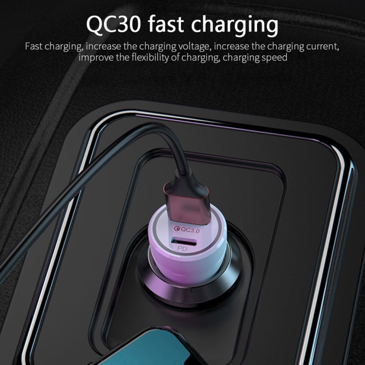 P21 PD 20W USB-C / Type-C + QC3.0 18W USB Fast Car Charger with USB to 8 Pin Data Cable Set(White) - Car Charger by PMC TechLife | Online Shopping South Africa | PMC TechLife
