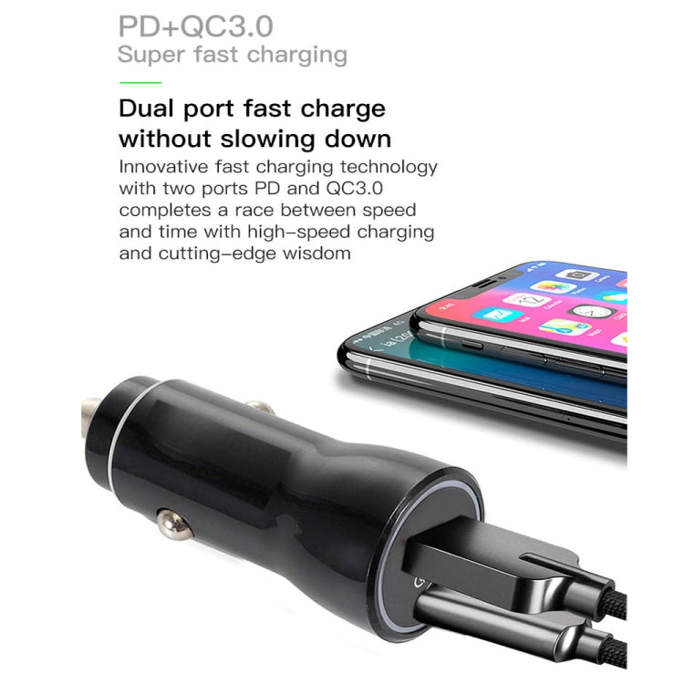 P21 PD 20W USB-C / Type-C + QC3.0 18W USB Fast Car Charger with USB-C / Type-C to 8 Pin Data Cable Set(Black) - Car Charger by PMC TechLife | Online Shopping South Africa | PMC TechLife