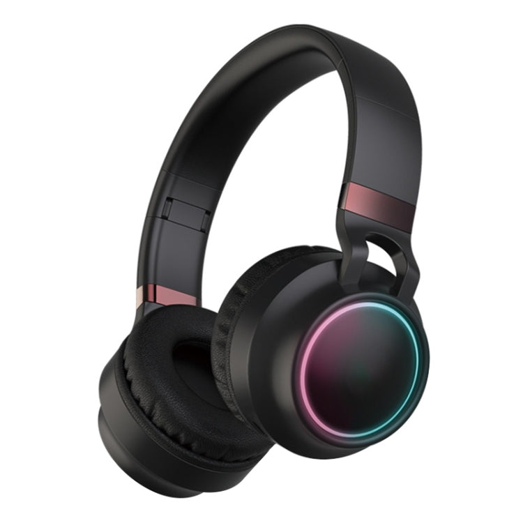 BD01 Colorful LED Bluetooth 5.0 Headphones Foldable Wireless HiFi Stereo Headset with Mic, Support TF Card / 3.5mm AUX(Black) - Headset & Headphone by PMC TechLife | Online Shopping South Africa | PMC TechLife