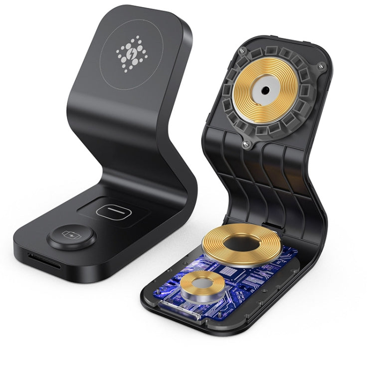 B-13 15W Max 3 in 1 Magnetic Wireless Charger for Mobile Phones & Apple Watchs & AirPods(Black) - Wireless Charger by PMC TechLife | Online Shopping South Africa | PMC TechLife