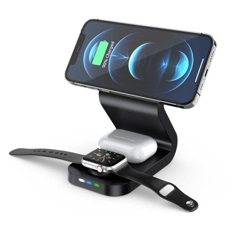 B-13 15W Max 3 in 1 Magnetic Wireless Charger for Mobile Phones & Apple Watchs & AirPods(Black) - Wireless Charger by PMC TechLife | Online Shopping South Africa | PMC TechLife