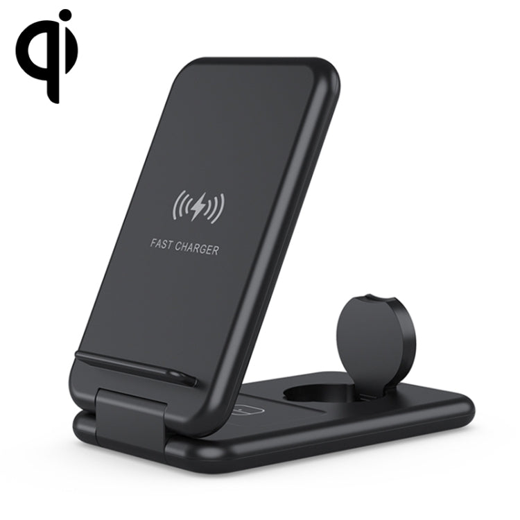 15W 3 in 1 Foldable Qi Fast Wireless Charger Station Phone Holder for iPhones & iWatchs & Airpods(Black) - free shipping - PMC TechLife - Order now!