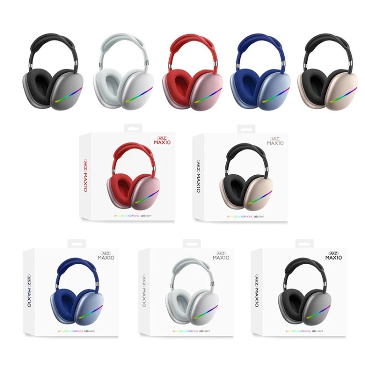 AKZ MAX10 Head-mounted RGB Wireless Bluetooth Music Headset With Microphone, Supports TF Card(Blue) - Headset & Headphone by PMC TechLife | Online Shopping South Africa | PMC TechLife