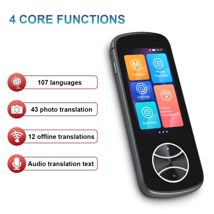 V10 3.0 inch Touch Screen Smart Translator 107 Languages with Offline Translation / Photo Translation(Black) -  by PMC TechLife | Online Shopping South Africa | PMC TechLife | Buy Now Pay Later Mobicred