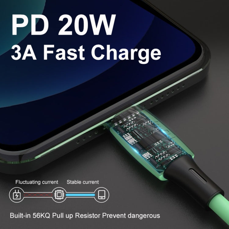 ENKAY Hat-Prince ENK-CB209 PD 20W 3A Type-C to 8 Pin Silicone Data Sync Fast Charging Cable, Cable Length: 1.2m(Green) - Normal Style Cable by ENKAY | Online Shopping South Africa | PMC TechLife | Buy Now Pay Later Mobicred