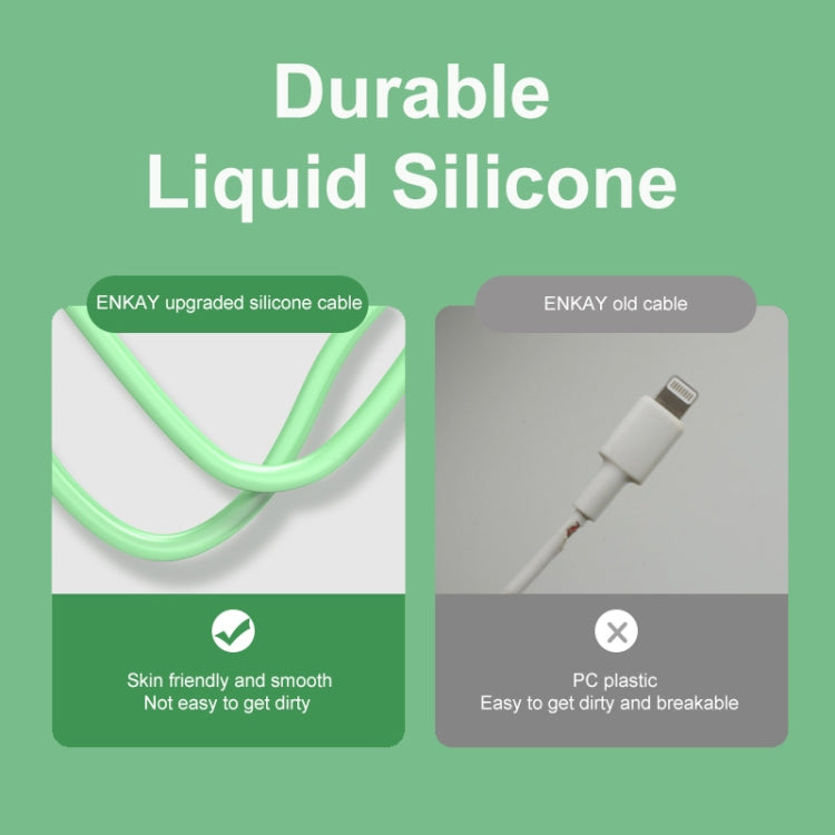 ENKAY Hat-Prince ENK-CB209 PD 20W 3A Type-C to 8 Pin Silicone Data Sync Fast Charging Cable, Cable Length: 1.2m(Green) - Normal Style Cable by ENKAY | Online Shopping South Africa | PMC TechLife | Buy Now Pay Later Mobicred