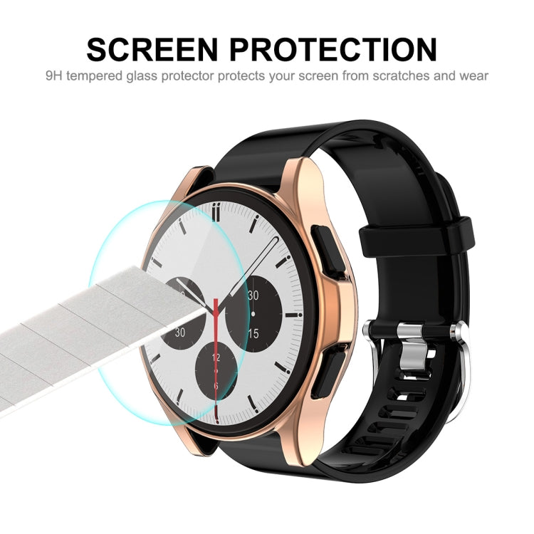 For Samsung Galaxy Watch4 Classic 42mm ENKAY Hat-Prince Full Coverage Electroplate Soft Case TPU HD Clear Cover + Tempered Glass Protector(Cyan) - Watch Cases by ENKAY | Online Shopping South Africa | PMC TechLife | Buy Now Pay Later Mobicred