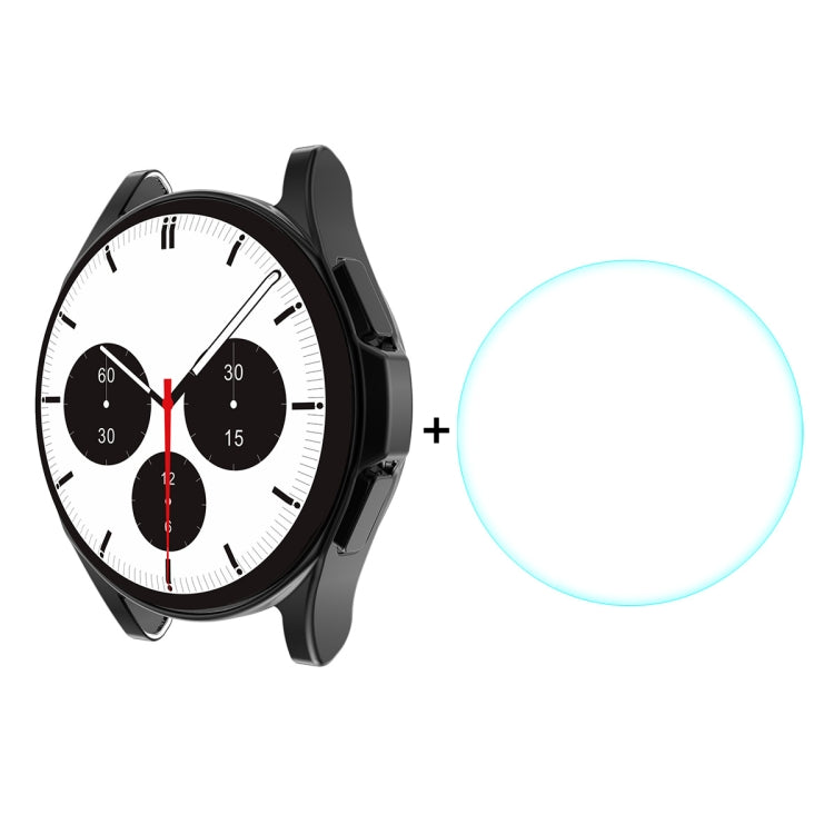 For Samsung Galaxy Watch4 Classic 46mm ENKAY Hat-Prince Full Coverage Electroplate Soft Case TPU HD Clear Cover + Tempered Glass Protector(Black) - Watch Cases by ENKAY | Online Shopping South Africa | PMC TechLife | Buy Now Pay Later Mobicred