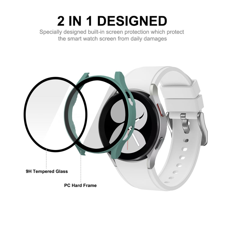 ENKAY Hat-Prince Full Coverage PC Frame + Tempered Glass Protector Composite Case for Samsung Galaxy Watch4 40mm(Dark Blue) - Watch Cases by ENKAY | Online Shopping South Africa | PMC TechLife | Buy Now Pay Later Mobicred